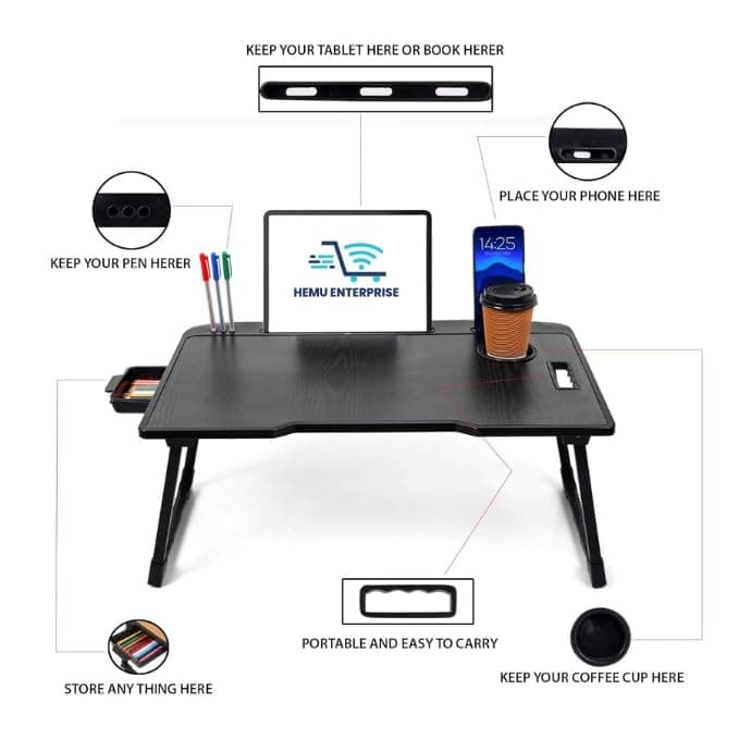 Generic Ergonomic Multipurpose Foldable Wooden Laptop Bed Table